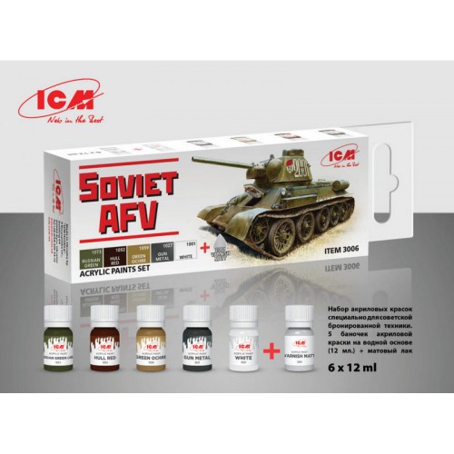 ICM Acrylic Paint Set for Soviet AFV WWII (6*12ml) 3007